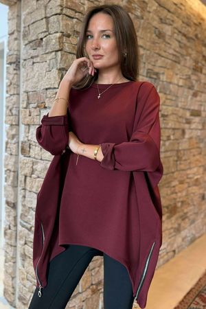 The Soft Tech Jersey Zippy Sweatshirt Burgundy